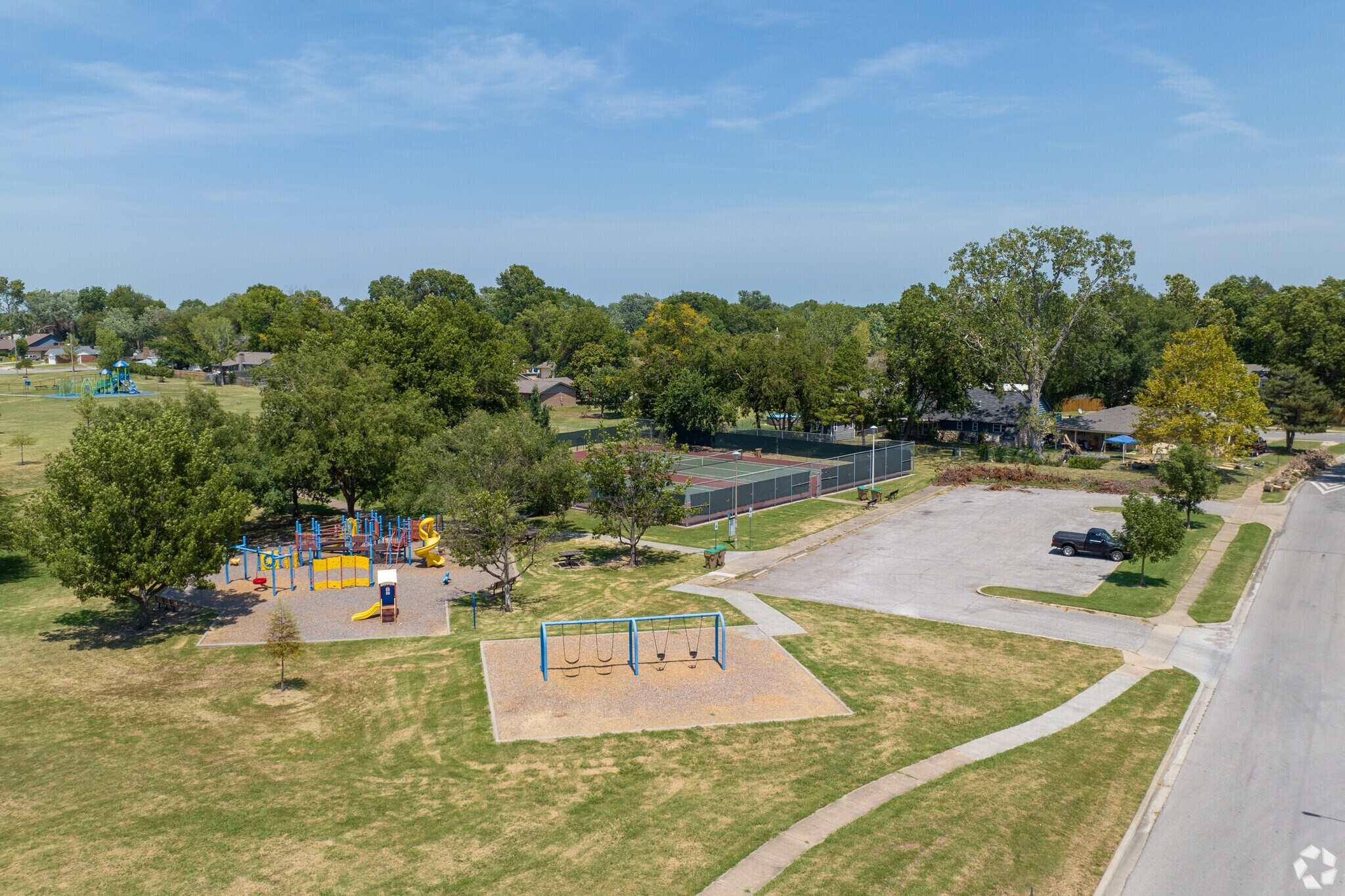 Cowan Park is located in the Magic Circle North neighborhood in Tulsa.
