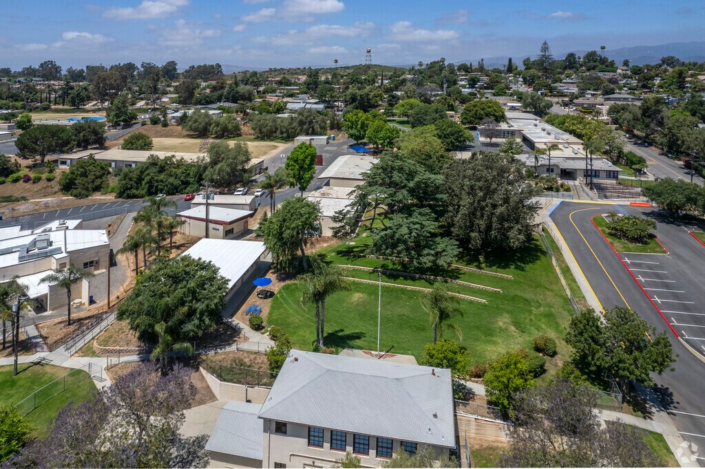 An elevated view of the Maie Ellis Elementary School in Fallbrook.