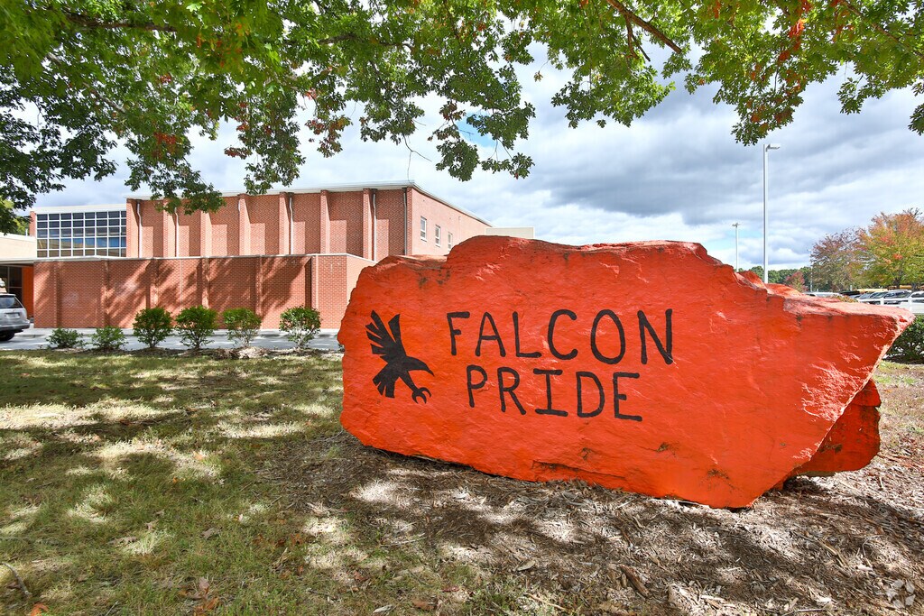 North West Middle School spirit rock showing falcon pride in Mallard Lakes.