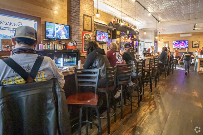 Folks gather at Frank's Restaurant and Pub in Lisbon.
