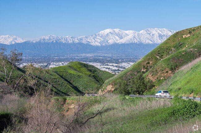 Chino Hills State Park, near Butterfield Ranch, offers views of the hills and distant mountains.