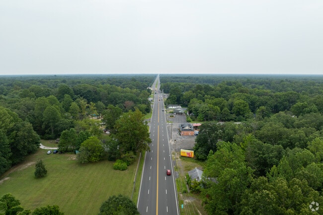 Aerial view of White Horse Pike cutting through Elwood, connecting Atlantic City and Philadelphia.