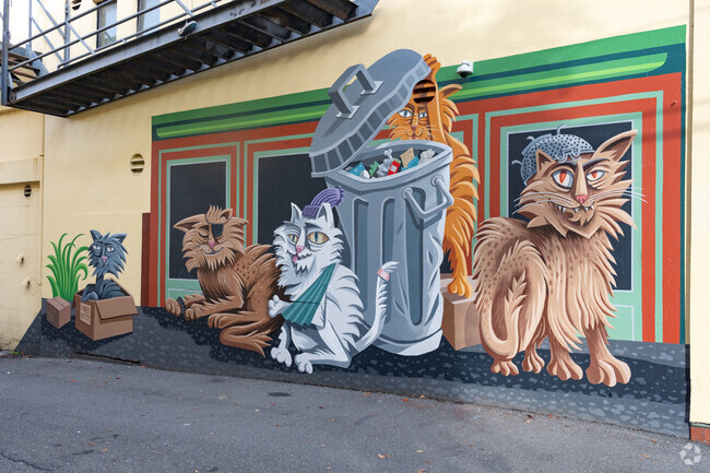 Find fun art around Fairfield and Eureka like these alley cats.