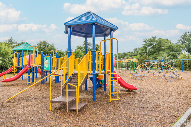 Springfield Estates Elementary students enjoy the colorful playground during recess.