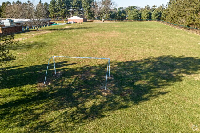 The soccer field at Greenwood Elementary School awaits warmer weather.