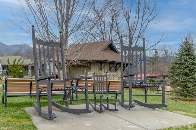 The iconic oversized rockers are a well known feature of Black Mountain's square.
