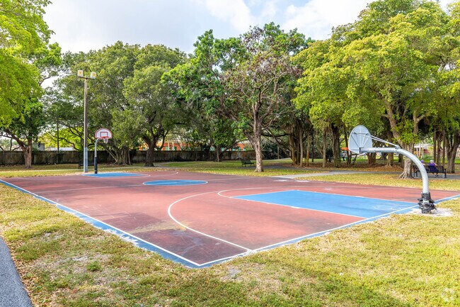 Shoot hoops at Bicentennial Park’s half-court in Driftwood.