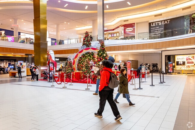 Roosevelt Field shopping mall in nearby Garden City is all set up for the holidays in New Cassel.