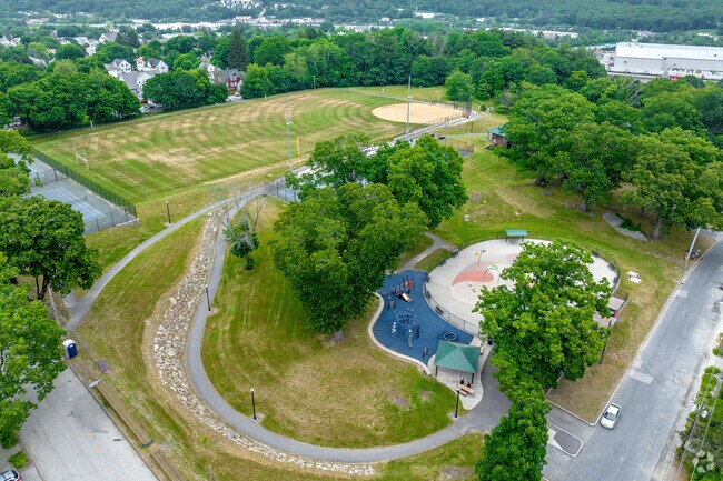 An overview of Greenwood Park in North Quinsigamond Village.