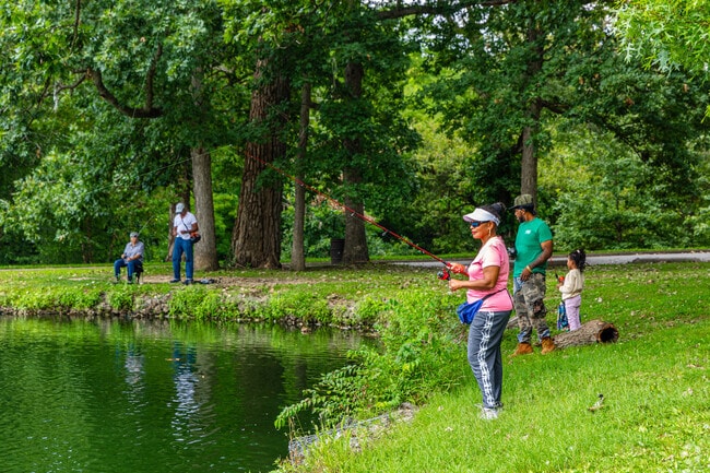 Residents of Oaks enjoy fishing at the Washington Park pond.