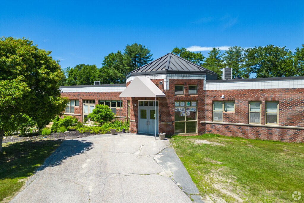 The main entrance to the Village Elementary School in Gorham welcomes students.