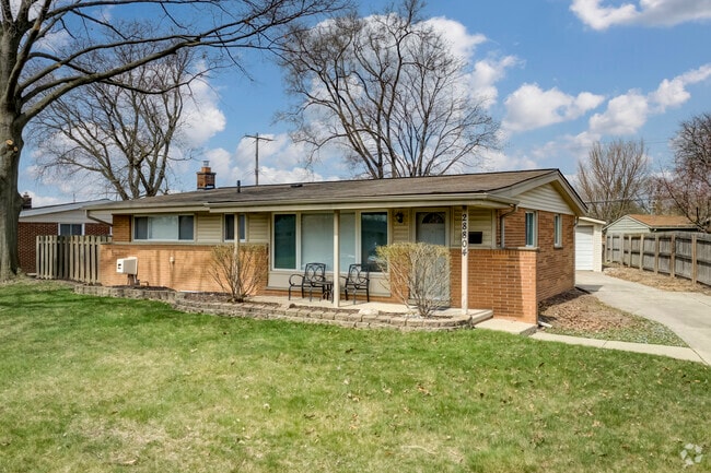 Brick Ranch-style homes with a tidy lawn can be found in the Clements Circle neighborhood.