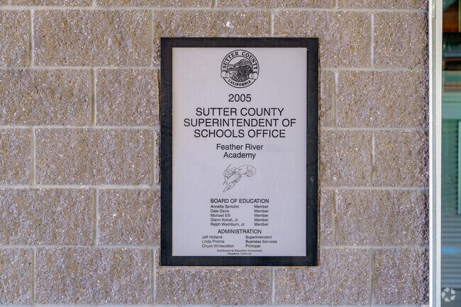 Information sign front of Feather River Academy office provides useful information.