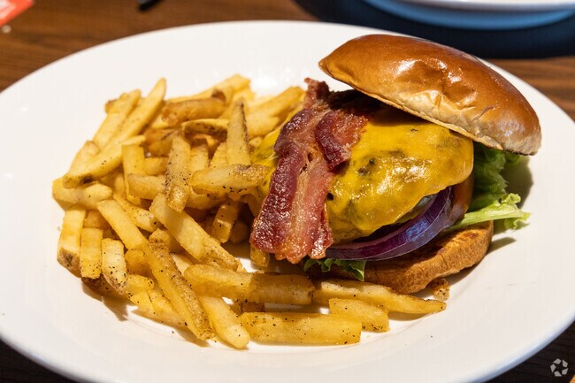 The bacon cheeseburger is a local Friday's favorite near the Dewey Hill neighborhood.