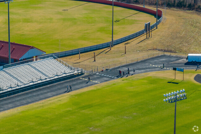 Students can exercise along the track at Creek Wood High School in Charlotte.