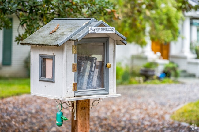 It is fun to share books with your neighbors with this Little Free Library in Woodside.