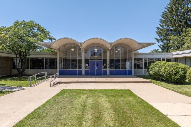 Communication And Media Arts High School's main entrance.