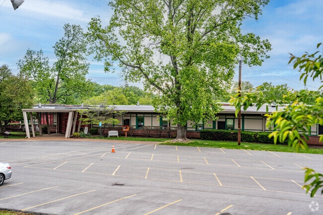Crieve Hall Elementary school front entrance in the Crieve Hall neighborhood.