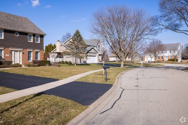 Residential streets of Cary have a variety of home styles.
