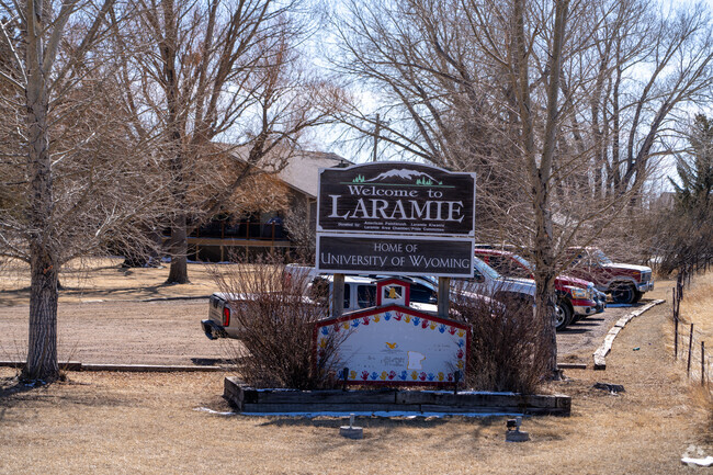 Laramie’s welcome sign greets visitors to the vibrant home of the University of Wyoming.