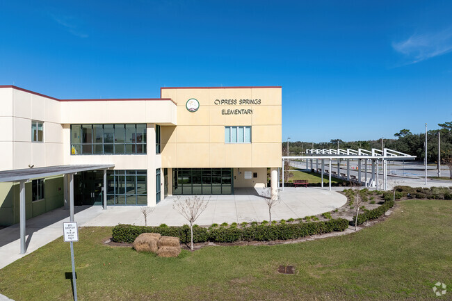 Welcome to the main entrance of Cypress Springs Elementary School.