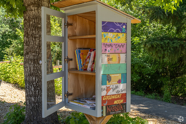 Tiny library at Mary Woodward Elementary School.