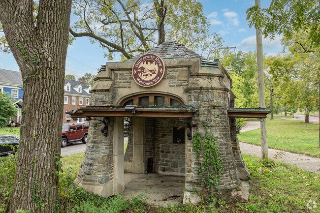 Thal Park's gazebo welcomes visitors to the University Row neighborhood.