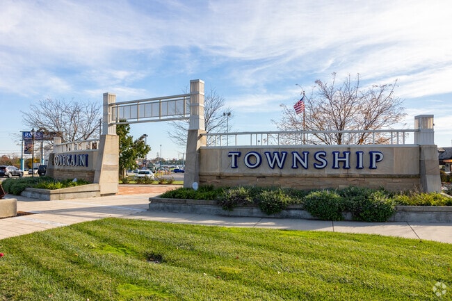Colerain Township signage welcomes visitors to the city center.