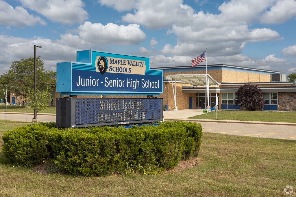 Entrance sign to Maple Valley Jr/Sr High School in Vermontville.