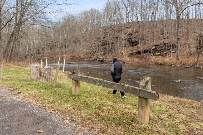Hike Tohickon Creek trails near Ralph Stover State Park.