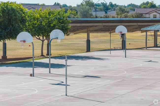Shooting hoops at the basketball court of Western Peaks Elementary School in Surprise.