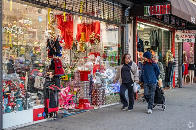 Small locally owned retail stores line the streets at Pacific Boulevard in Huntington Park, California.