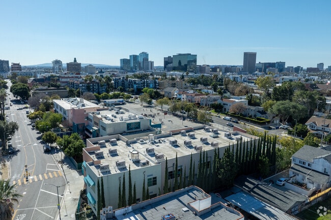 A wide aerial shot of Commonwealth Avenue Elementary School.