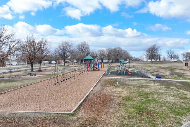 Grove Elementary School offers kids lots of room to play with playgrounds and basketball