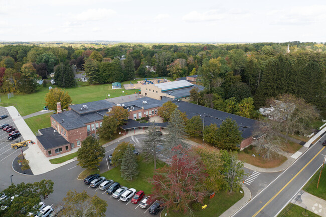 An aerial view of Slingerlands Elementary School.
