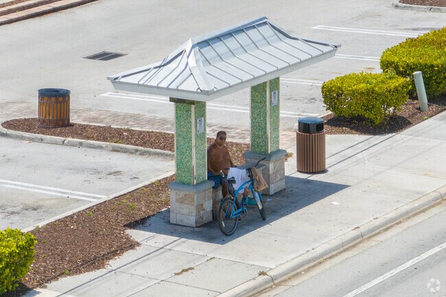 The convenient bus stop in the Mainland of Tamarac Lakes.