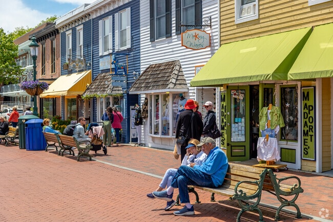 Stroll down the outdoor plaza of the Washington Street Mall in Cape May.