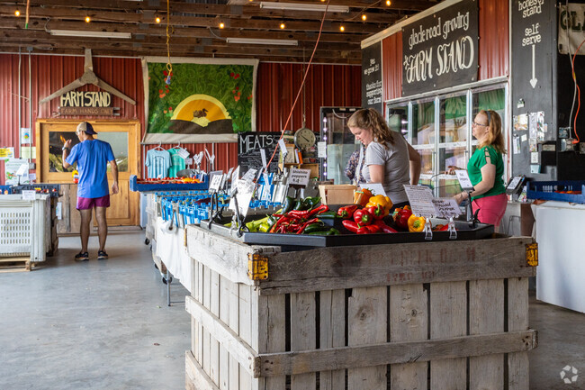 Enjoy a delicious meal and beer while shopping for produce at Rising Silo Brewery near McBryde.