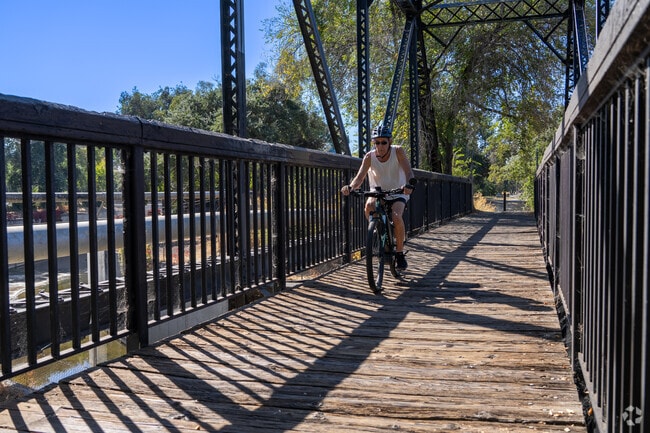 Pedaling into serenity on the Iron Horse Regional Trail over Walnut Creek Canal.