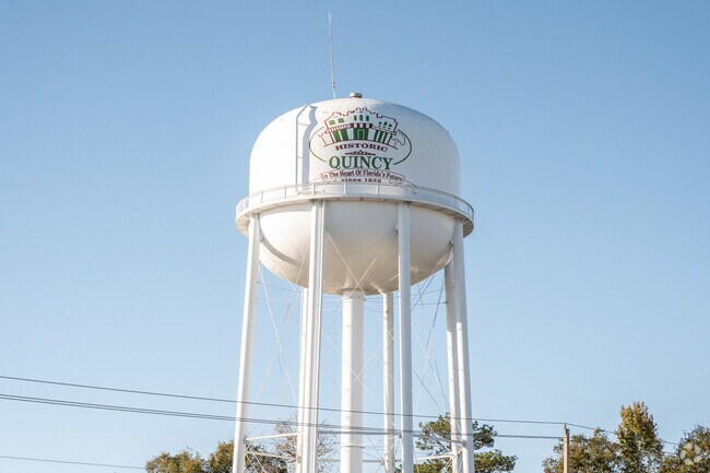 The Quincy water tower can be found on the north end of the Historic District.