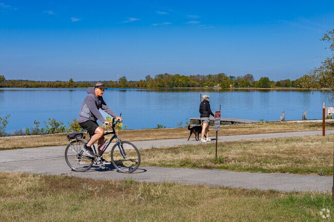 Residents of Maryland Heights enjoy the pleasant weather by bicycling and walking.
