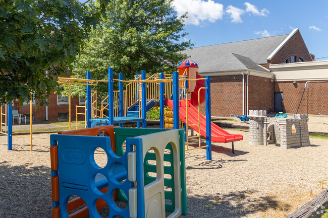 St. Lawrence Elementary School has a playground next door for the kids to play.