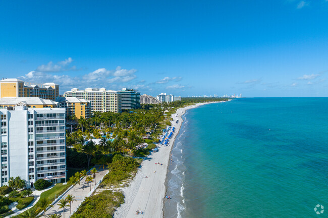 Many Key Biscayne condos offer direct waterfront views with beach access.
