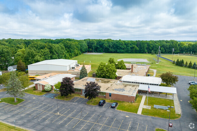 Aerial view of Hope Christian Academy exterior back in Westland.