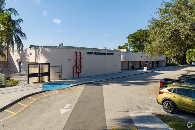 James S. Hunt Elementary School has dedicated student drop off zone.