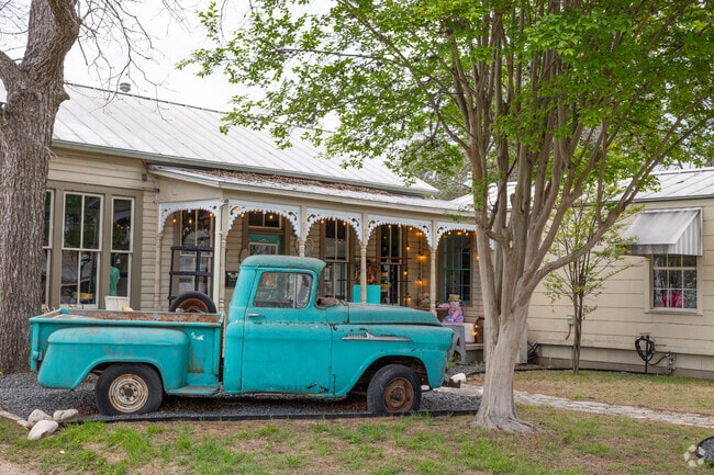 Many allies and corners offer a glimpse of the past with antique cars and signs in Boerne.