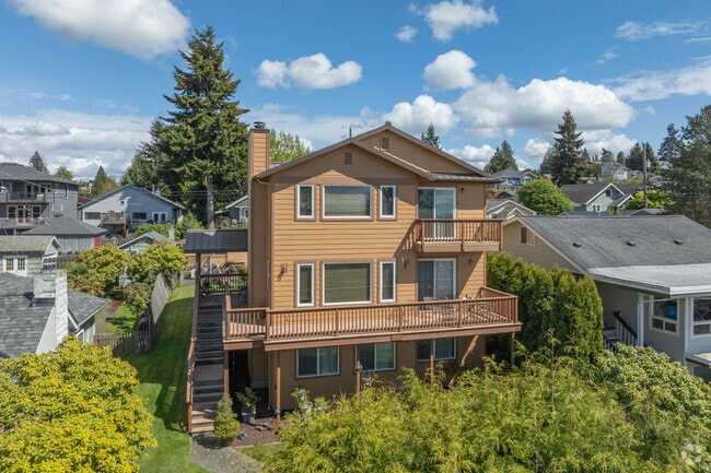 Some homes in Fairmount Park sit on a hill overlooking the water.