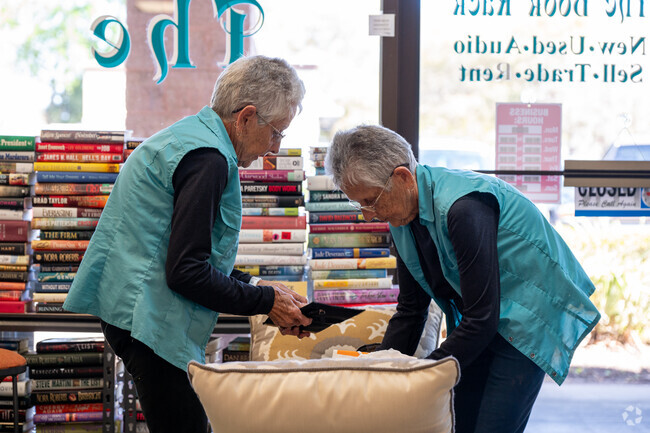 Families visit The Book Rack, a locally owned used book store near the Groves community.