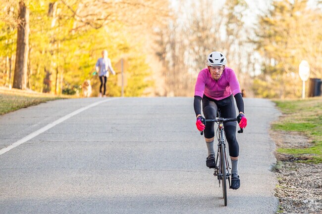 Cyclists from The Bluffs enjoy riding on the paved roads near Country Park.