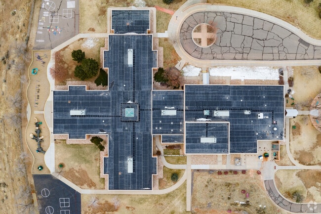 Roxborough Elementary School in Littleton Colorado on a cold winter evening.